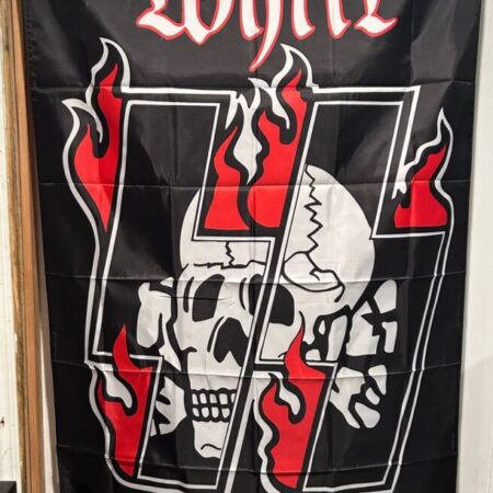 White Pride SS Flag with Flames