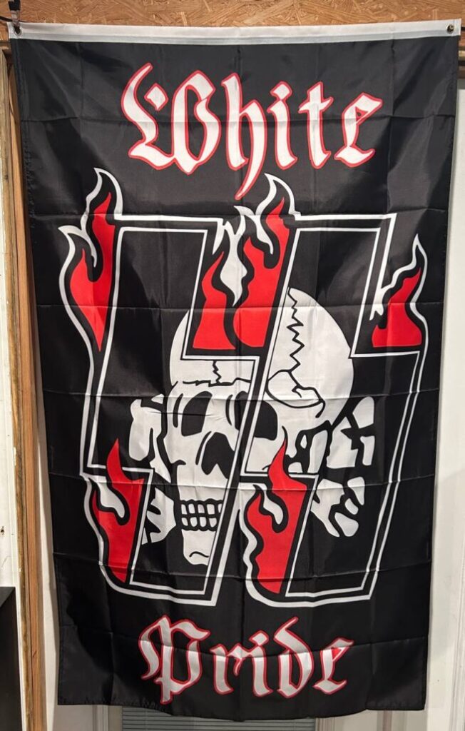 White Pride SS Flag with Flames